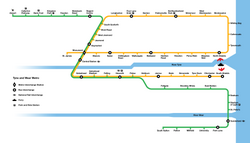Network diagram of the Tyne and Wear Metro.