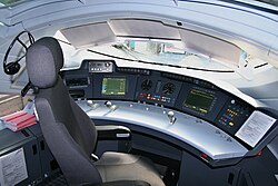 Inside the cab of an ICE 3