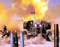 Iranians firing a 152mm D-20 howitzer