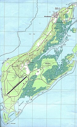 An enlargeable topographic map of the island of Peleliu