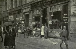 Food riots in Berlin, 1918; a looted shop in Invalidenstraße.