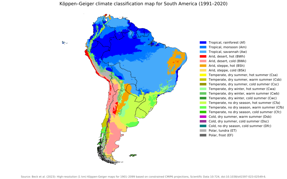 South America Köppen climate map[24]