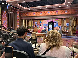 Kelly Ripa and Mark Consuelos during the "Stump Mark!" segment of the show