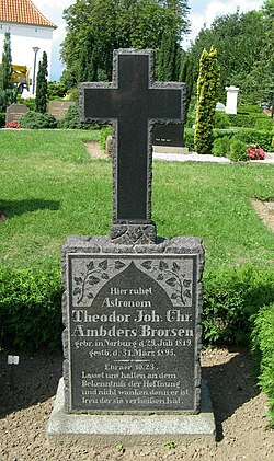Brorsen's gravestone in the cemetery of Nordborg.