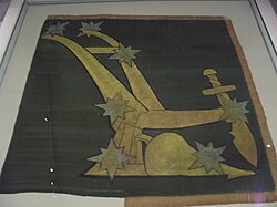 Original 1914 Starry Plough banner on display in National Museum, Collins Barracks, in Dublin