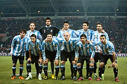 Argentina line-up at a friendly match vs. Portugal in Geneva, February 2011.