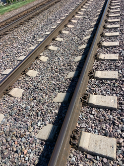 Concrete tie on the BNSF Railway in La Crosse, Wisconsin