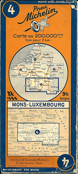 Michelin map nr 4 (South Belgium) of 1940