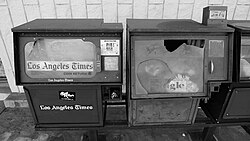 An abandoned Los Angeles Times vending machine in Covina, California, in 2011