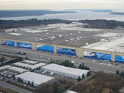 Boeing Everett Factory, the assembly facility for most of the company's wide-body aircraft